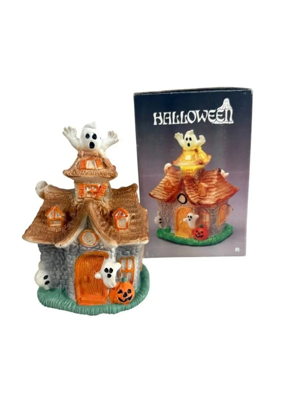 Vintage Halloween Lighted Haunted House Santa’s Favorites Tested And WORKS 1989